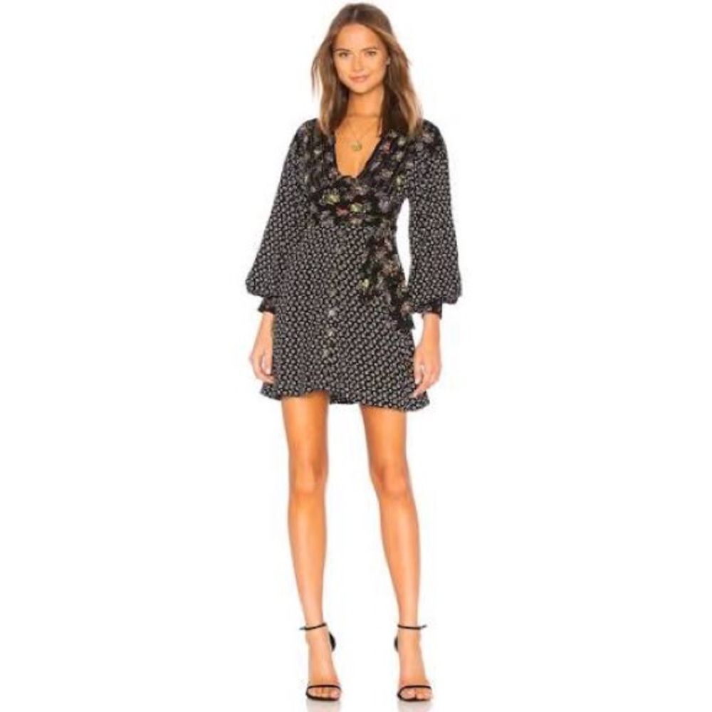 Free People Wonderland Mini Dress Black Size S